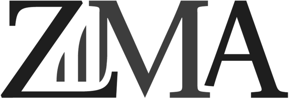 Interior Design - Black and white logo featuring the letters Z, M, and A in a stylized font. Dexign Matter Studio